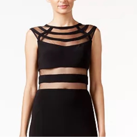 Betsy & Adam Cutout Illusion Maxi Gown Black - Picture 5 of 9